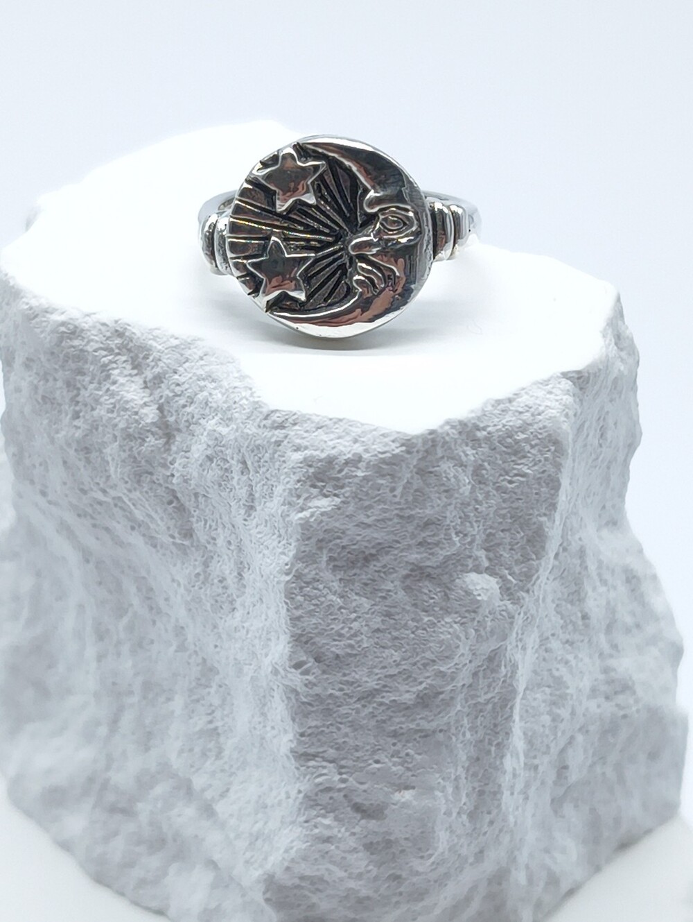 Sterling Silver Celestial Moon And Stars Ring